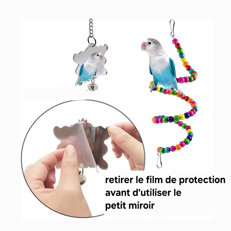 Lot de 7 jouets Colorés pour Oiseaux (Perroquets, Perruches, Inséparables, Calopsittes,...)